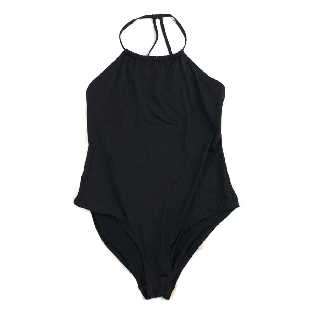 Calvin Klein High Neck Halter Open Back Swimsuit